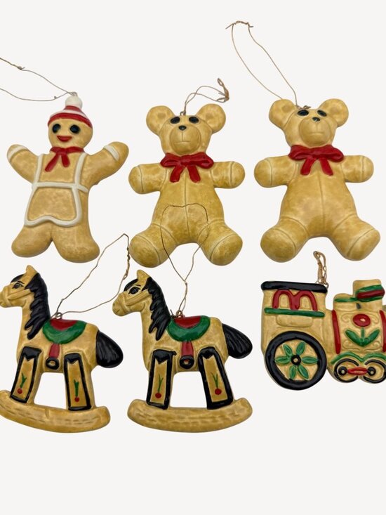 MY Japan Other - 1950s Vintage Handmade Christmas Ornaments Set Of 6 Ceramic Japan Signed MY